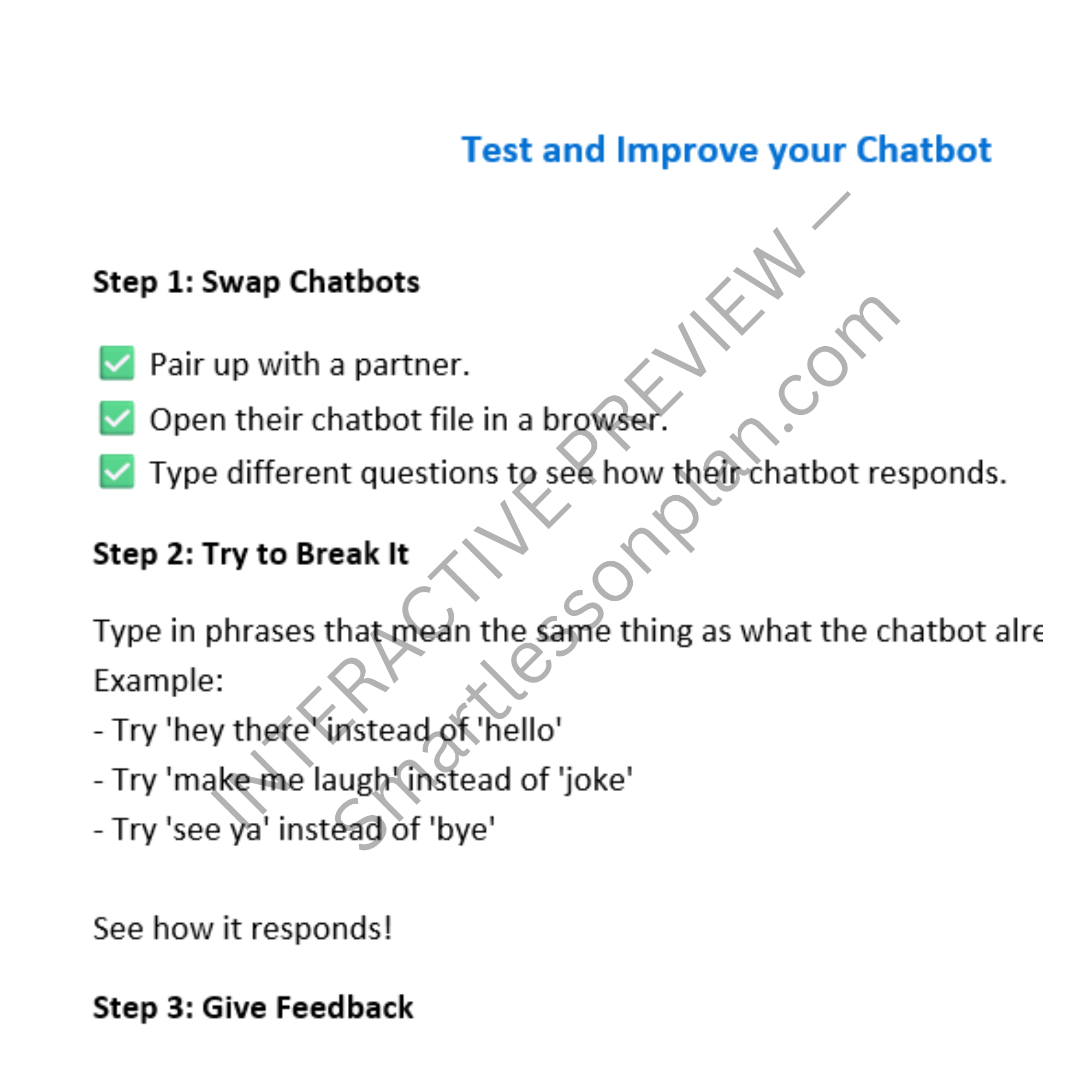 AI1: Lesson 3 Talk to Me - Building Smarter Chatbots