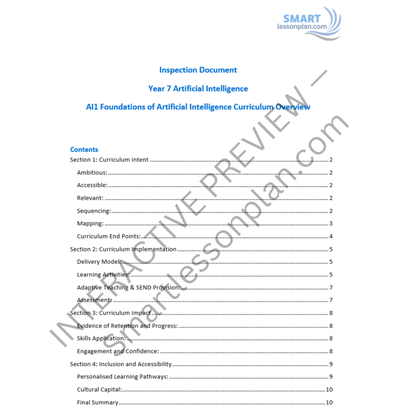AI1 Scheme of work: Foundations of Artificial Intelligence. Year 7 (6 lessons)