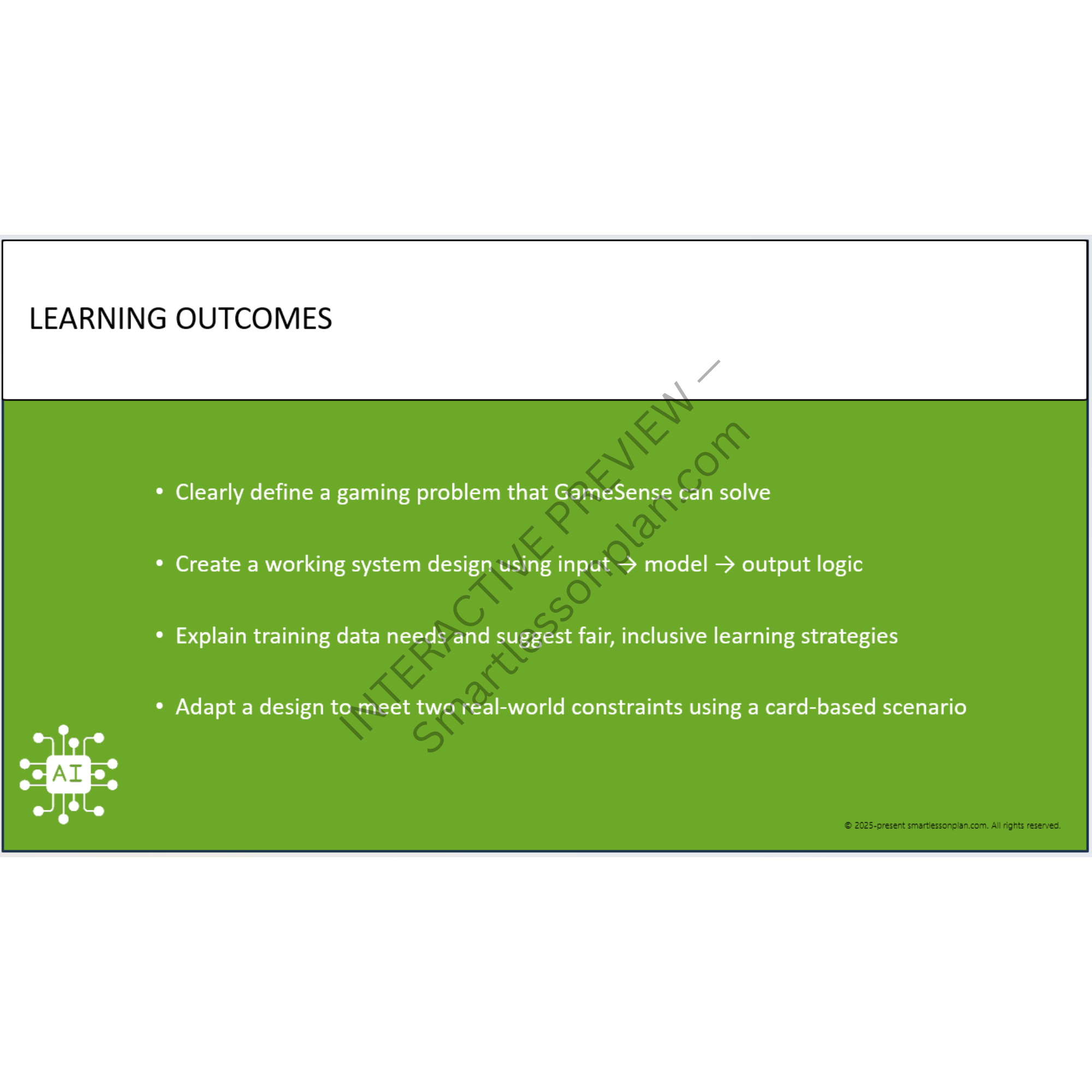 AI2: Lesson 5 GameSense (1 out of 2) - Blueprint for Intelligence