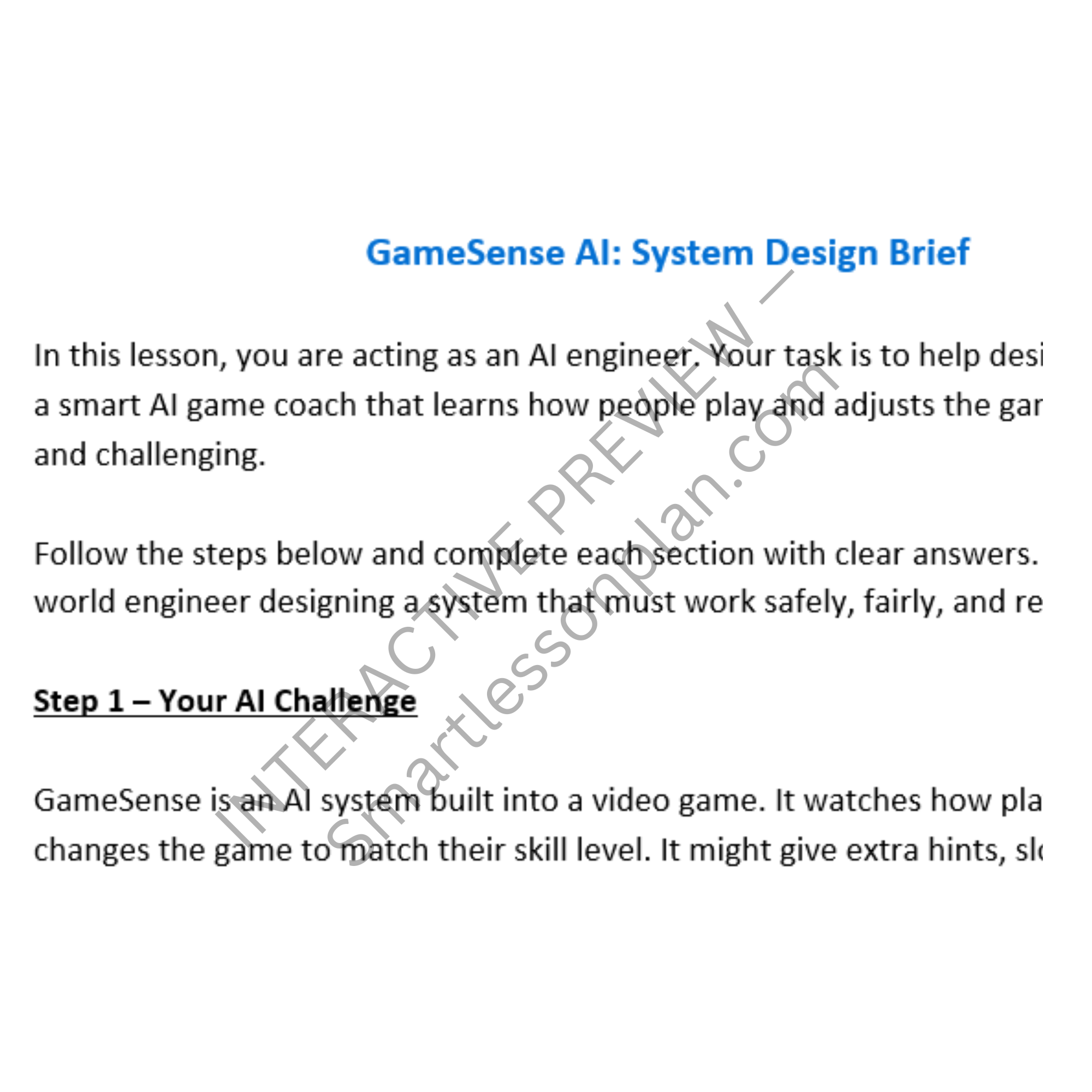 AI2: Lesson 5 GameSense (1 out of 2) - Blueprint for Intelligence