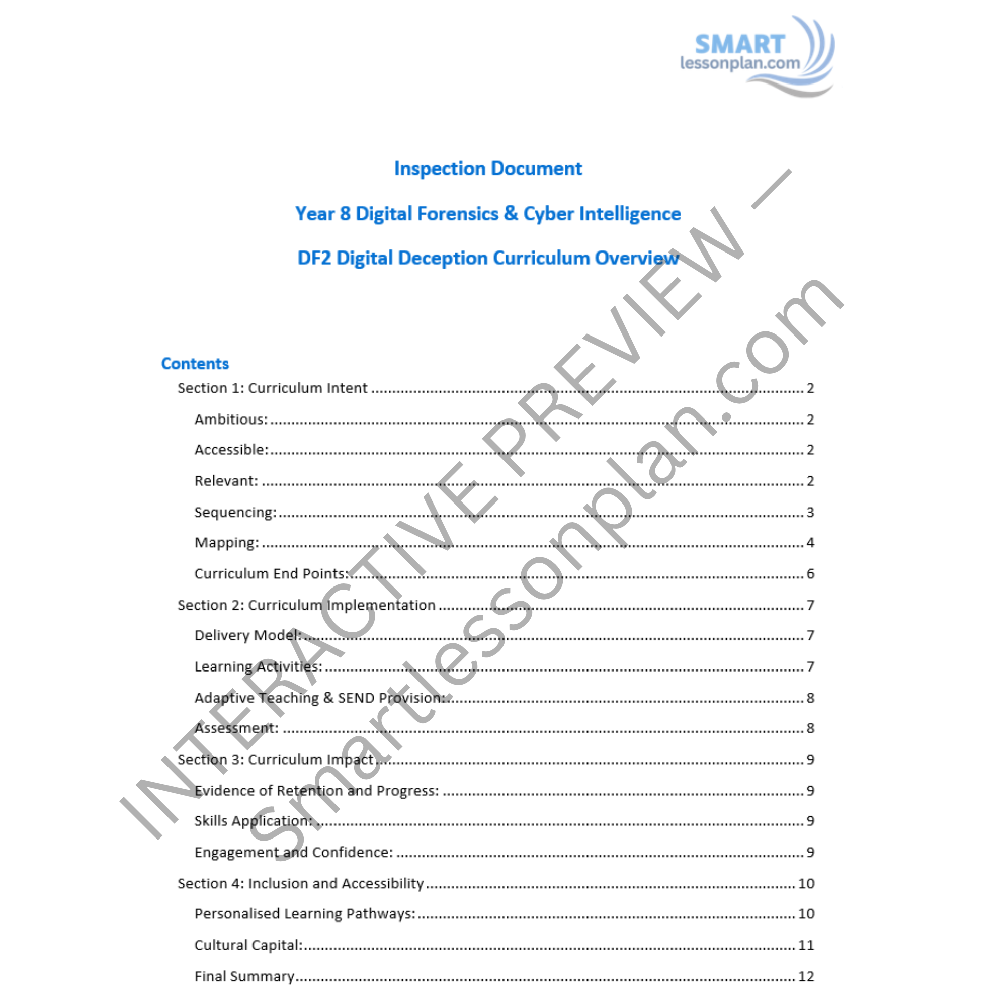 DF2 Scheme of work: Digital Forensics & Cyber Intelligence - Digital Deception. Year 8 (6 Lessons)